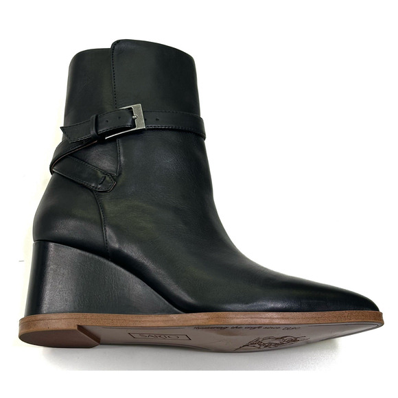 Franco Sarto Emina Black Leather Pointed Toe Wedge Ankle Boot Womens 7M New $190 - Picture 8 of 13